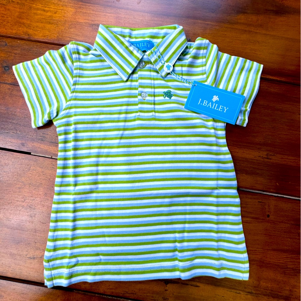 Bailey Boys striped polo 2T green blue white NWT